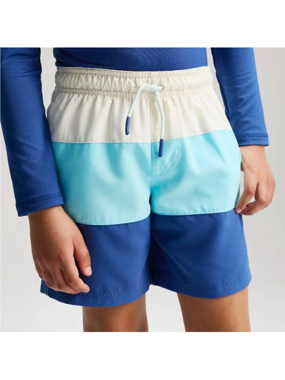Cat & Jack White, Baby Blue dark Blue  Colorblock Swim Trunks
